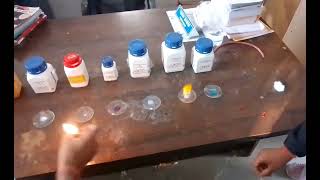 Flame test of Sodium acetate Nickel sulphateCobalt nitrateCalcium nitrateSodium chlorideBarium [upl. by Gnilsia]