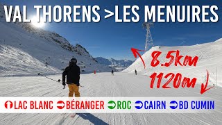 Skiing 85km long run from Val Thorens to Les Menuires in Les 3 Vallées [upl. by Symon]