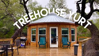 Treehouse Yurt Airbnb Tour  Unique Vacation Rentals in Dripping Springs Texas [upl. by Othe621]