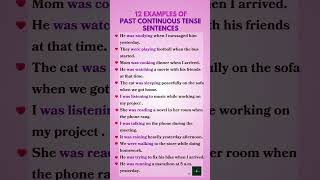 Past Continuous Tense II 12 Examples of Past Continuous Tense tenses english grammar spoken [upl. by Dari]