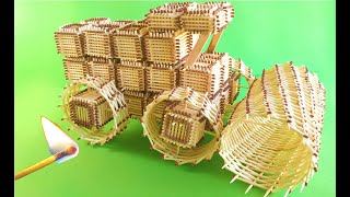 Amazing Combine harvester from Matches on Fire Match Chain Reaction Amazing Fire Domino [upl. by Georg]