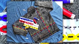 Fake Sashiko Tutorial on Denim Jacket [upl. by Ylsel]