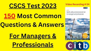 CSCS Test 2023  150 New QampA for Managers amp Professionals  CSCS Card UK  CiTB Test UK 2023 [upl. by Archle223]