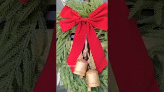 DIY Christmas Wreath with bow and bells christmas christmasdecor diychristmasdecor [upl. by Yelena]