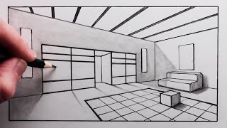 How to Draw a Room in 2 Point Perspective Step by Step [upl. by Lemmuela]