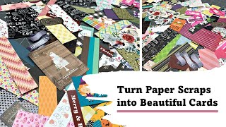 4 WAYS to turn Paper Scraps into Beautiful Cards [upl. by Gavrilla]