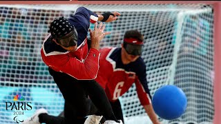 USA goalball survives tight battle with France for group play win at Paralympics  NBC Sports [upl. by Hsinam]