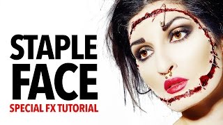 Sliced amp stapled face fx makeup tutorial [upl. by Pitzer]