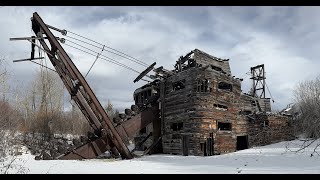 Exploring abandoned gold dredge and snowmobile riding [upl. by Ahsap]