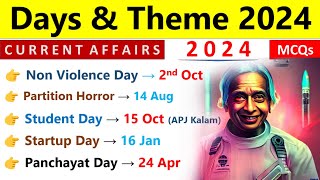 Days amp Themes 2024 Current Affairs  2024 Days amp Theme Current Affairs  Important Diwas 2024 [upl. by Gerty]