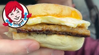 WENDY’S Sausage English Muffin Sandwich Taste Test [upl. by Nomyaw189]