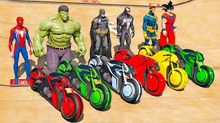 HOMEM ARANHA HULK BATMAN E AMIGOS COM MOTOS FUTURISTAS NO AEROPORTO MOTOS COM SPIDERMAN  IR GAMES [upl. by Lamej280]