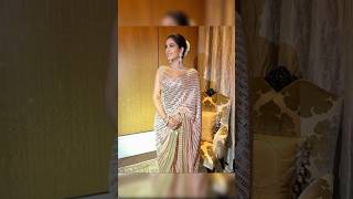 Party Wear Beige BrownSilver and Gold sequins Sarees Shorts song partywear celebrity fashion [upl. by Ralaigh197]