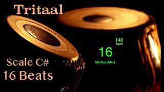 Tritaal  140 bpm  Scale C  With Tanpura Pa Sa  HD Quality Sound  With Beats [upl. by Atnuhs]