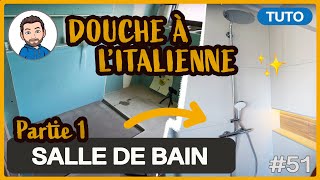 Comment faire une DOUCHE À LITALIENNE  TUTO pose platine et receveur à carreler [upl. by Eitsirhc]