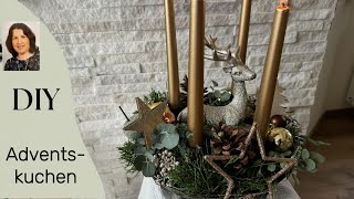 DIY Goldener Adventskranz in der Guglhupfform [upl. by Eriuqs]