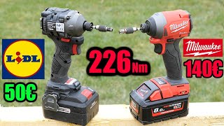 LIDL visseuse à chocs PARKSIDE PERFORMANCE 226 Nm brushless PDSSAP 20Li B3 VS MILWAUKEE M18FID20 [upl. by Nameerf]