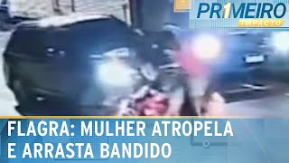 Motorista atropela assaltante ao ser abordada no trânsito  Primeiro Impacto 041124 [upl. by Sito]