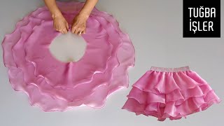 Ruffle Flare Skirt Cutting and Sewing  Tuğba İşler [upl. by Amerigo]