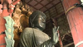 Giant Buddha Statue Daibutsu Todaiji in Nara Japan [upl. by Amikat]