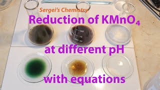 Reduction of potassium permanganate manganate VII with sulphite at different pH with equations [upl. by Oibirot]