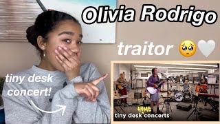 Reaction to quottraitorquot  Olivia Rodrigo  Tiny Desk At Home Concert 😭 [upl. by Esinereb]