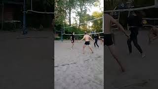 Beach volleyball the player hit the ball perfectly into the middle zone of the field [upl. by Ttebroc]