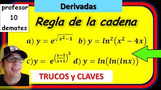 👉 REGLA DE LA CADENA Ejercicios resueltos 🔝 Derivada de una función  TRUCOS y CLAVES [upl. by Hsoj993]