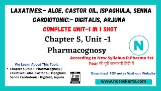 Chapter 5 Unit1  Laxatives and Cardiotonic complete class in 1 lectures Noteskarts [upl. by Adnahsal55]