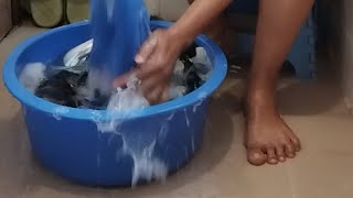 How to wash clothes without using a washing machine Im using my feet and hands [upl. by Major465]