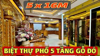 NHÀ PHỐ Gò Vấp mà như BIỆT THỰ  5 Tầng toàn Gỗ Đỏ có phòng Karaoke  Phòng đón khách thượng lưu [upl. by Engle]