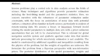 Outlier insensitive Bayesian inference for linear inverse problems OutIBI with applications to space [upl. by Yates]