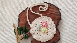 Örgü Bayram Çantası  Örgü Çoçuk Çantası Yapımı  Çiçek Motifi Yapımı  Bir Saatte Ör Sat handmade [upl. by Eenor]