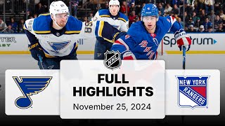 NHL Highlights  Blues vs Rangers  November 25 2024 [upl. by Brote]