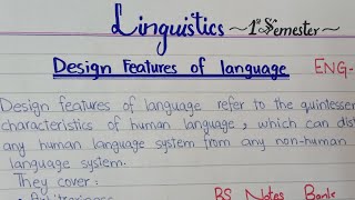 Design features of language linguistics ENG102 Handwritten notes 1st Sem BS English PU [upl. by Sibella]