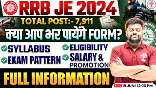 RRB JE NEW VACANCY 2024  RRB JE 2024 NOTIFICATION  RAILWAY JE VACANCY  RRB JE SYLLABUS AGE LIMIT [upl. by Edroi]