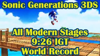 World Record Sonic Generations 3DS  All Modern Stages  926 IGT Speedrun [upl. by Bride]