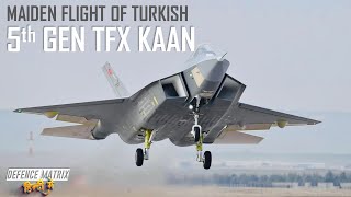 Maiden flight of Turkish 5th Gen TFX Kaan  हिंदी में [upl. by Dannye]