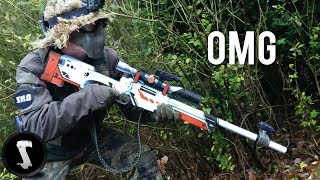 Guy Brings Airsoft AWP Asiimov and QUICKSCOPES PLAYERS [upl. by Etnomal534]