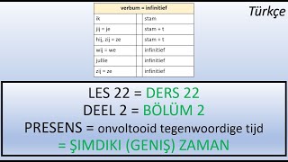 DERS 22  PRESENS  SIMDIKI GENIS ZAMAN düzensiz fiiller  Hollandaca Nederlandsleren OTT [upl. by Gnurt]