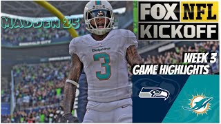 Madden 25 Seahawks 02 vs Dolphins 11 week 3 Game highlights [upl. by Pardner]