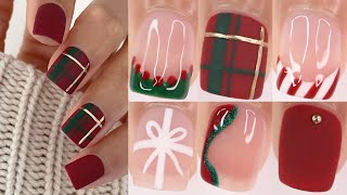 EASY CHRISTMAS HOLIDAY NAIL DESIGNS  Christmas nail art using gel polish at home [upl. by Alley]