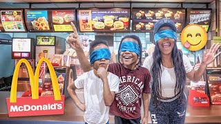 ORDERING FAST FOOD BLINDFOLDED Challenge Hilarious [upl. by Agace]