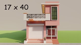 Small shop with 2 bedroom house plan17 by 40 dukan or makan ka naksha3D makan ka naksha3d house [upl. by Pammy]