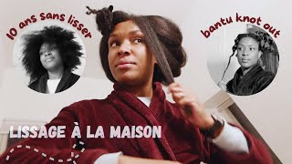 Transformation capillaire  Lissage cheveux crépus  Bantu knot out 😮 [upl. by Natam]