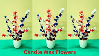 Candle flower  Candle flower making at home  Candle wax craft ideas [upl. by Laing921]