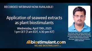 Application of seaweed extracts as plant biostimulants by Arup Gosh [upl. by Cadman]