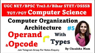 Types of Operand Types of Opcode in Computer Architecture MicroprocessorUGC NET BPSCDSSSB CS [upl. by Aihsekin]