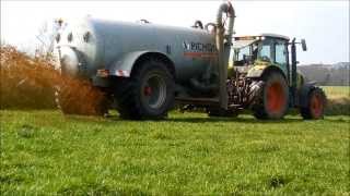 Epandage de lisier sur lherbe 2014 Claas ares 617 ATZ et Pichon [upl. by Becket]