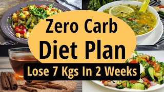 Zero Carb Diet Plan To Lose Weight Fast In Hindi  Lose 7 Kgs In 2 Weeks  Full Day Indian Diet Plan [upl. by Eelyab]